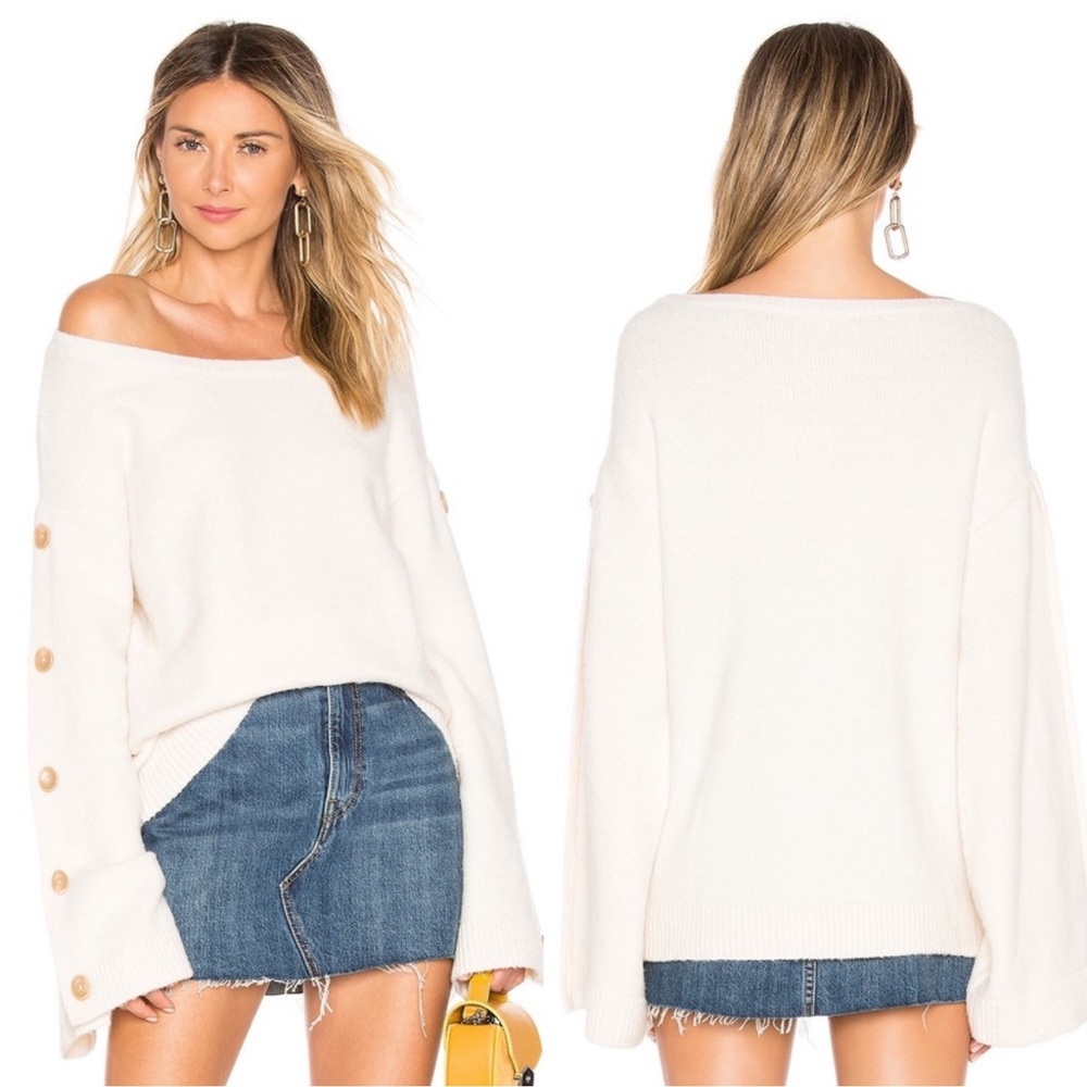 Tularosa Trento Button Sweater Ivory Wide Sleeve XS